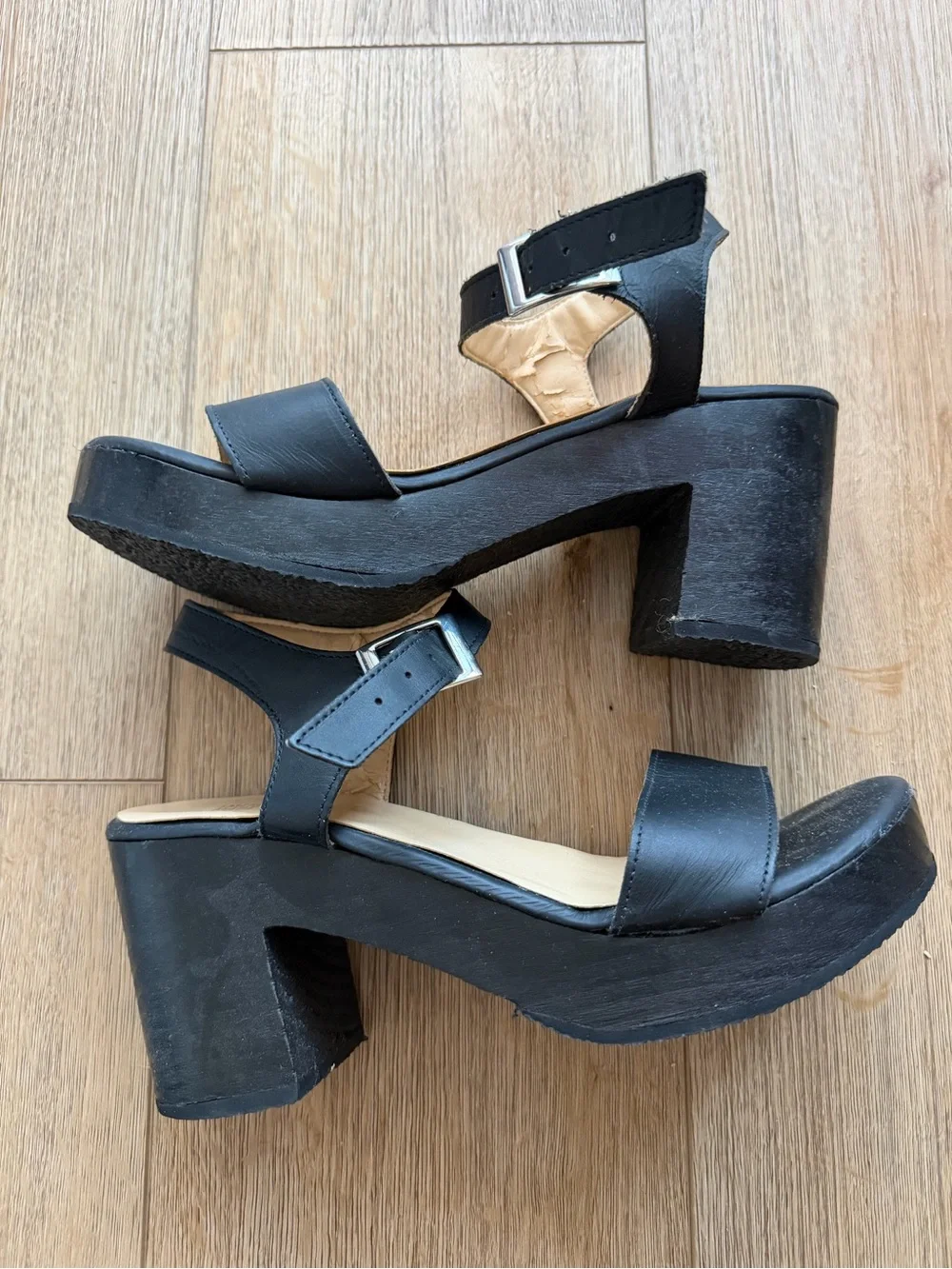 American Apparel Black Wooden Sandals
